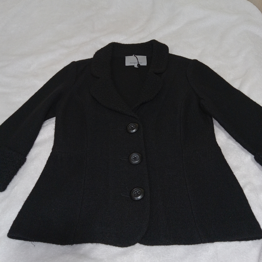 VTG Classiques Entier Boiled  Wool Jacket/ Blazer 3/4 Sleeve Career Office Sz S - Picture 10 of 15